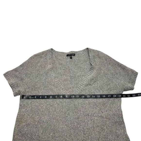 Eileen Fisher Tunic Sweater Top w Short Sleeves Silk Wool Blend Medium Gray Knit - Picture 10 of 12